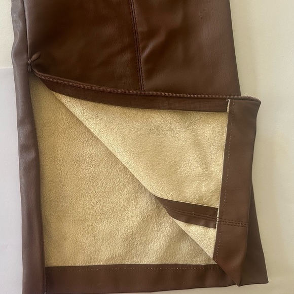 2/$30 Zara, High Rise Vegan Faux Leather Pants, Tan Brown, Size XS - Picture 11 of 12